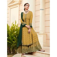 Plazzo Suit With Heavy Georgette Embroidery Mirror and Sarvoski Work Inner Shantoon Yellow 2