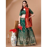Lehenga choli Brocade And Banarasi Silk Green