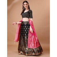 Lehenga choli Brocade And Banarasi Silk Black