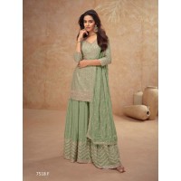 Gulkayra Designer Palak Readymade Salwar Suit with Embroidery Seqance Work Off Green