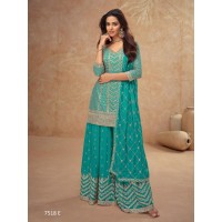 Gulkayra Designer Palak Readymade Salwar Suit with Embroidery Seqance Work Shine Blue