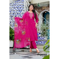 Designer 3 Piece Kurtis Set With Embroidery Work Top Bottom Dupatta Purple