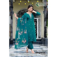 Designer 3 Piece Kurtis Set With Embroidery Work Top Bottom Dupatta Sky Blue