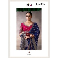 Kira Kamala Silk Premium Pure Crepe Saree Blue