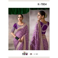 Kira Kamala Silk Premium Pure Crepe Saree Purple 2