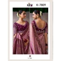 Kira Kamala Silk Premium Pure Crepe Saree Purple