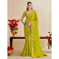 LFH A89 Designer Bandhani Saree With Embroidery Blouse Parrot Green