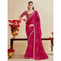 LFH A89 Designer Bandhani Saree With Embroidery Blouse Pink