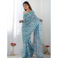 LFH DN A59 Designer Georgettee Silk saree with Designer Print Sky Blue 3