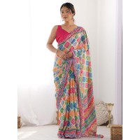 LFH DN A59 Designer Georgettee Silk saree with Designer Print Multi Color 2
