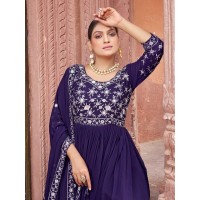 LFH KT DN 008 DESIGNER ANARKALI GOWNS WITH EMBODIED WORK BLUE