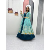 LFH PC DN 532 Festival Special Crop Top with Shrug Shine Blue