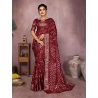 Morpankh Beautiful Boutique Paithani Bandhej Saree Maroon