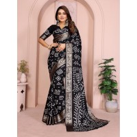 Morpankh Beautiful Boutique Paithani Bandhej Saree Black