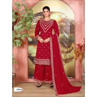Suit Dn 3101 Designer Salwar Suit Palazzo Style Vichitra With Embroidery Sequence & Cording Work Maroon