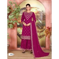 Suit Dn 3101 Designer Salwar Suit Palazzo Style Vichitra With Embroidery Sequence & Cording Work Pink