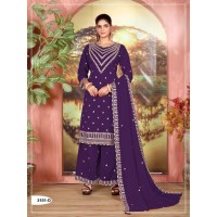 Suit Dn 3101 Designer Salwar Suit Palazzo Style Vichitra With Embroidery Sequence & Cording WorkPurple