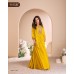 MOHEY SAYURI DESIGNER  PREMIUM REAL CHINON SILK GOWN YELLOW