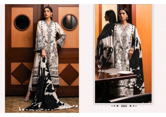 BLISS VOL-2  LAWN COTTON PRINTED WITH HEAVY EMBROIDERY PATCH PATIYALA SUIT BLACK| WHITE