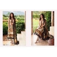 BLISS VOL-2  LAWN COTTON PRINTED WITH HEAVY EMBROIDERY PATCH PATIYALA SUIT BROWN