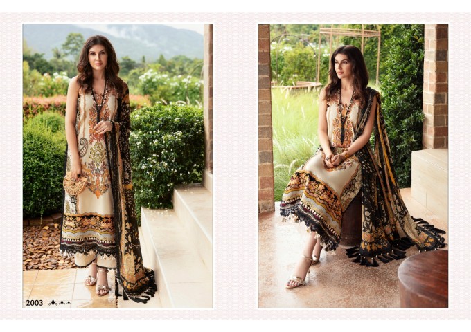 BLISS VOL-2  LAWN COTTON PRINTED WITH HEAVY EMBROIDERY PATCH PATIYALA SUIT BROWN