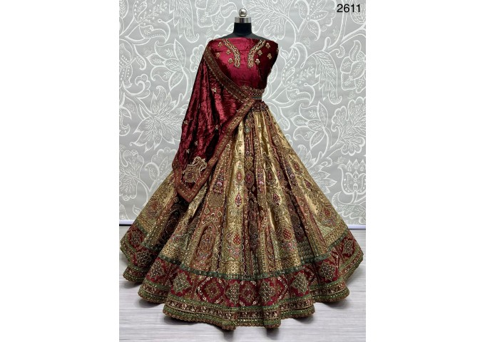 Six meter flair Fancy Embroidered Crafted Designer Bridalwear Lehenga choli 2