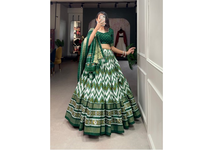 Trendy Vaishali Silk Chaniya Choli Dark Green