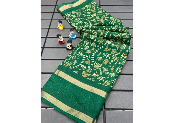 Pavitra Dola Silk Saree Dark Green