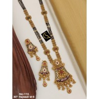 16 Rajwadi Gold Plated Traditional Brass Necklace Jewellery Set