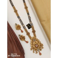 18 Rajwadi Gold Plated Traditional Brass Necklace Jewellery Set