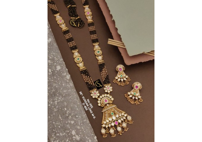 23 Rajwadi Gold Plated Traditional Brass Necklace Jewellery Set