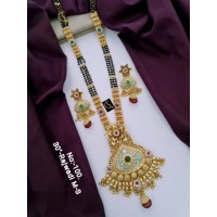 3 Rajwadi Gold Plated Traditional Brass Necklace Jewellery Set