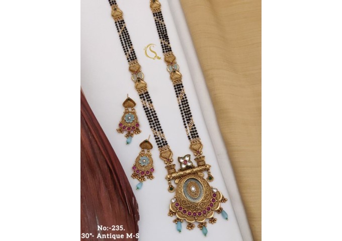 33 Rajwadi Gold Plated Traditional Brass Necklace Jewellery Set