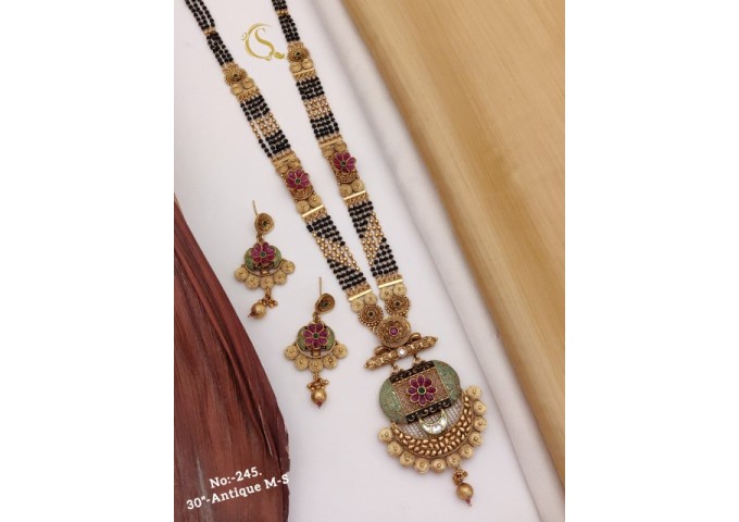 34 Rajwadi Gold Plated Traditional Brass Necklace Jewellery Set