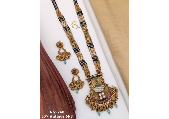 35 Rajwadi Gold Plated Traditional Brass Necklace Jewellery Set
