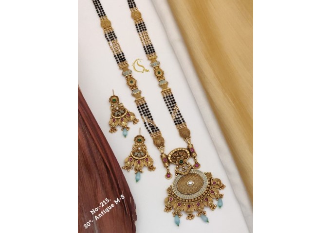 37 Rajwadi Gold Plated Traditional Brass Necklace Jewellery Set