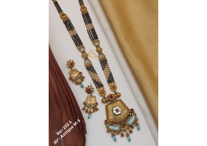 38 Rajwadi Gold Plated Traditional Brass Necklace Jewellery Set