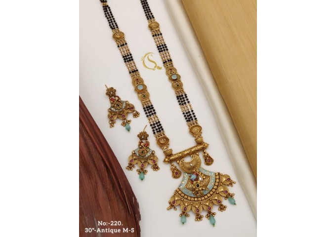 39 Rajwadi Gold Plated Traditional Brass Necklace Jewellery Set