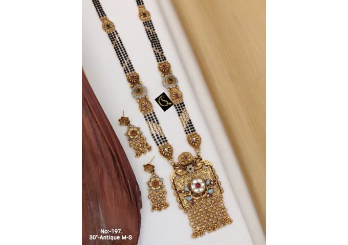 43 Rajwadi Gold Plated Traditional Brass Necklace Jewellery Set
