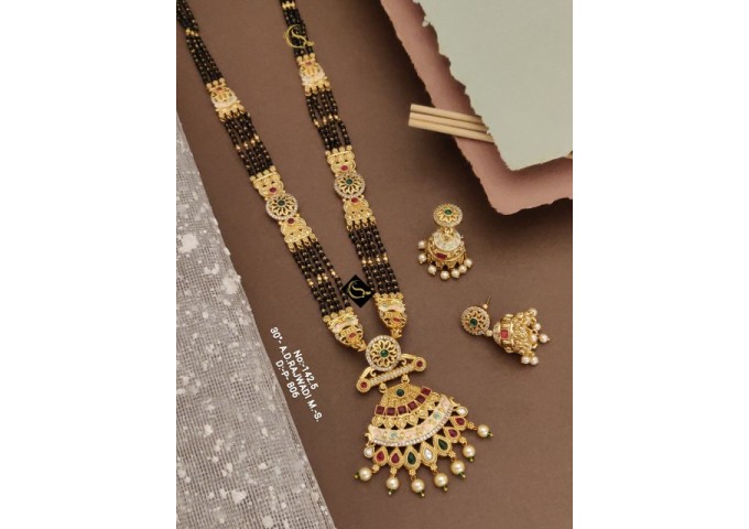 50 Rajwadi Gold Plated Traditional Brass Necklace Jewellery Set