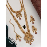 54 Rajwadi Gold Plated Traditional Brass Necklace Jewellery Set