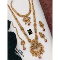 56 Rajwadi Gold Plated Traditional Brass Necklace Jewellery Set