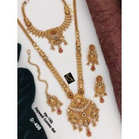 57 Rajwadi Gold Plated Traditional Brass Necklace Jewellery Set