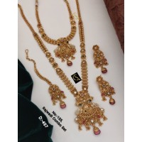 58 Rajwadi Gold Plated Traditional Brass Necklace Jewellery Set