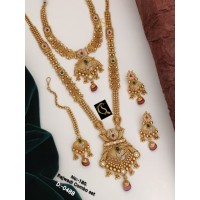 59 Rajwadi Gold Plated Traditional Brass Necklace Jewellery Set