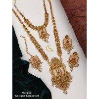 67 Rajwadi Gold Plated Traditional Brass Necklace Jewellery Set