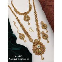 68 Rajwadi Gold Plated Traditional Brass Necklace Jewellery Set