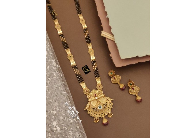 7 Rajwadi Gold Plated Traditional Brass Necklace Jewellery Set