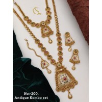 70 Rajwadi Gold Plated Traditional Brass Necklace Jewellery Set