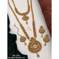 71 Rajwadi Gold Plated Traditional Brass Necklace Jewellery Set
